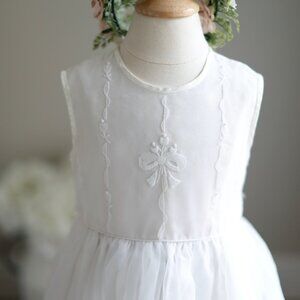 Strasburg Dress White Organza Off-White Trim RARE Flower Girl Special Occasion